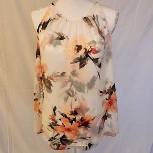 White House Black Market Floral Razor Back Blouse